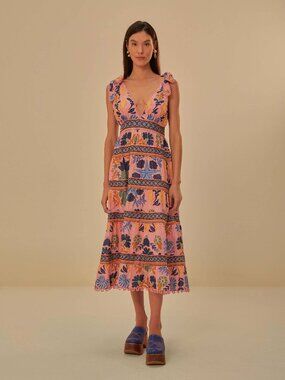 Pink Seashell Tapestry Midi Dress